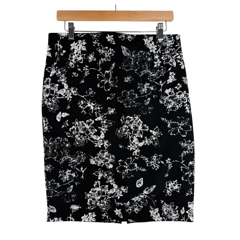 Philosophy Petite Womens Black and White Floral Print Pencil Skirt Size 10P